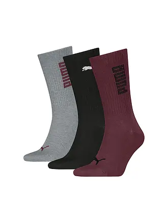 PUMA | Chaussettes de loisirs pour hommes RIB Logo Crew, lot de 3 | dunkelrot